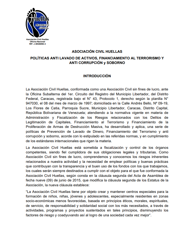 Políticas de Prevención LC-FT-FPADM y Anti Corrupción y Soborno – ACH VD
